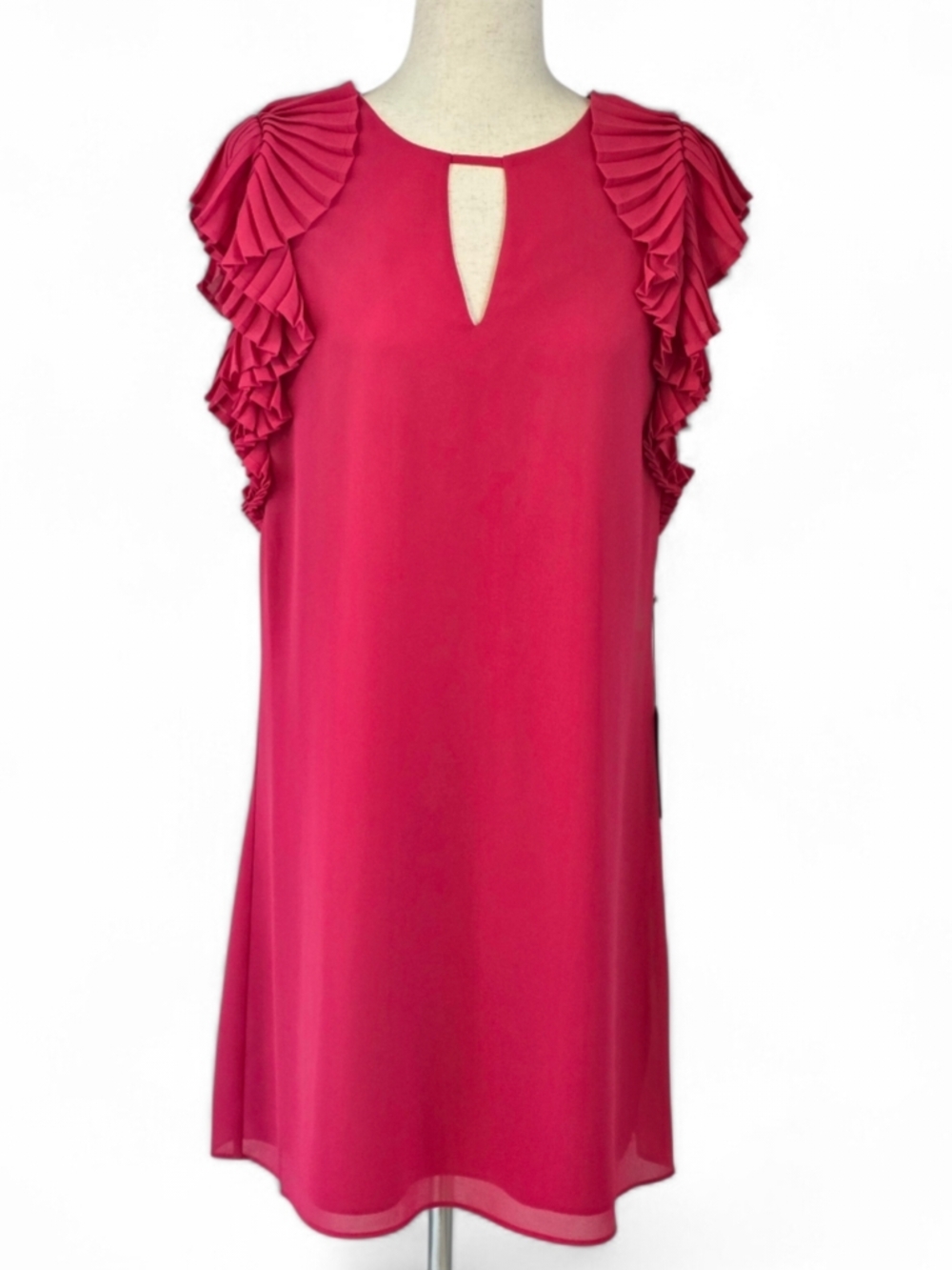 Vince Camuto Bright Pink Shift Dress w/ Ruffle Sleeves Womens  Size 6